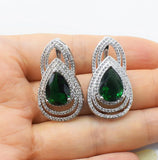 Freshwater Pearl Green Zircon Earrings Nature Beads