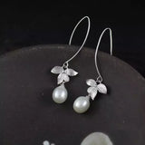 Freshwater Pearl Rice Earrings 8-10mm S925 Hook Beads Nature