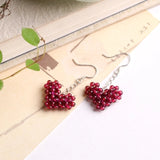 Red Garnet Earrings Round Drop and Heart Hook Beads