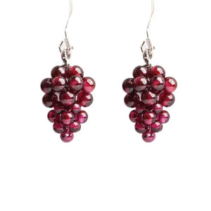 Red Garnet Round Hook Earrings Beads