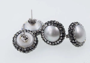 Freshwater Pearl Earrings Zircon 10-13mm Beads Nature