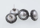 Freshwater Pearl Earrings Zircon 10-13mm Beads Nature