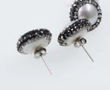 Freshwater Pearl Earrings Zircon 10-13mm Beads Nature