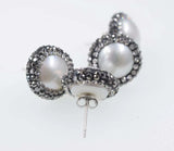 Freshwater Pearl Earrings Zircon 10-13mm Beads Nature
