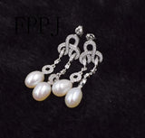 Freshwater Pearl Rice Hook Earrings 7-9mm Beads