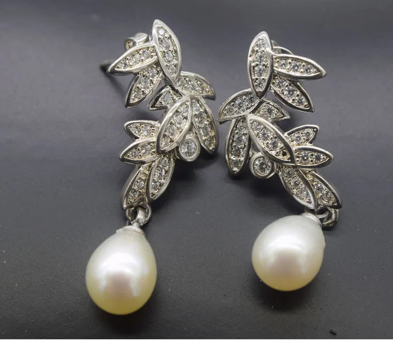 Freshwater Pearl Rice Hook Earrings 7-9mm Beads