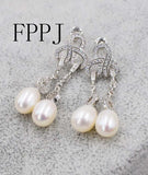 Freshwater Pearl Rice Hook Earrings 7-9mm Beads