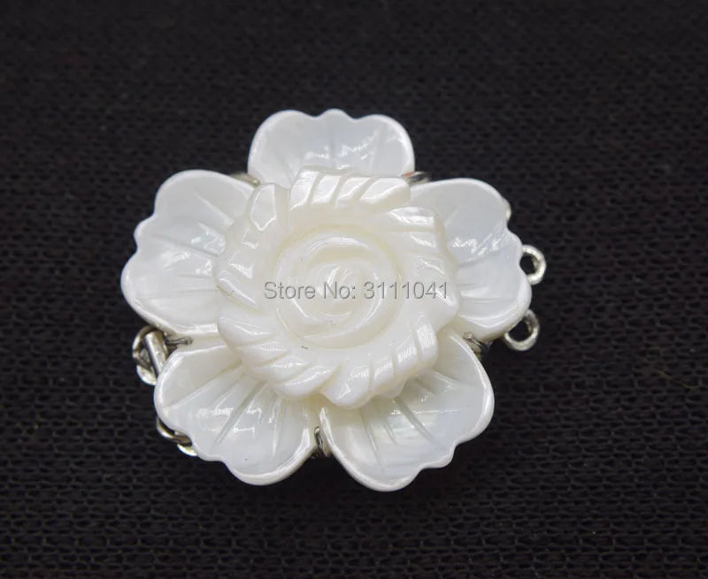 White/Black Sea Shell Flower Clasp Hook for Jewelry Findings DIY Necklace