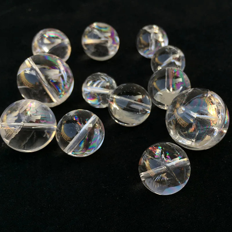 Rainbow Quartz Loose Beads Round 8-18mm DIY Jewelry Making Natural
