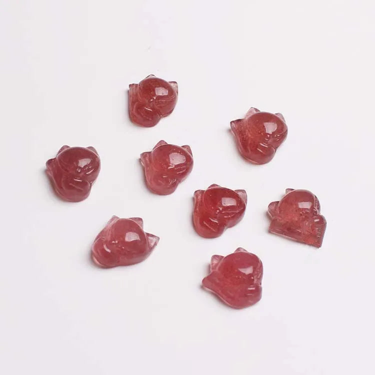 Strawberry Quartz Labradorite Garnet Fox Pendant Bead