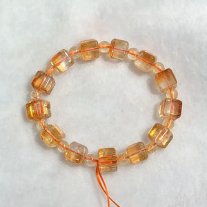 Yellow Citrine Bracelet Square/Round 8/9/10mm Beads