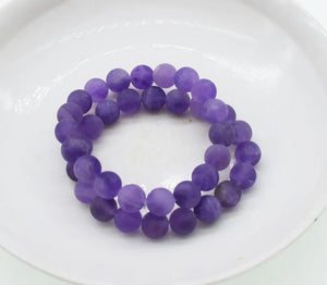 10mm Amethyst Round Bracelet 7.5in Beads Xmas