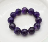 14mm Amethyst Round Bracelet 7.5in Beads Xmas Gift