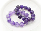 14mm Amethyst Round Bracelet 7.5in Beads Xmas Gift