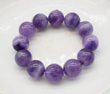 14mm Amethyst Round Bracelet 7.5in Beads Xmas Gift
