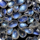 Rainbow Moonstone Flat Drop Faceted Beads for DIY Jewelry Making Wholesale