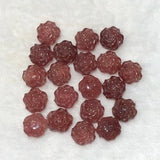 One Piece Carved Rose Quartz/Fluorite/Red Agate Flower 12mm Nature Full Hole