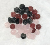 One Piece Carved Rose Quartz/Fluorite/Red Agate Flower 12mm Nature Full Hole