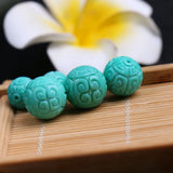 Turquoise Green Round Carved Full Hole Loose Beads 10/12/14/16
