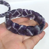 One Piece Dogteeth Amethyst 11*15mm Square Bangle Bracelet 7.5 Inch