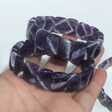 One Piece Dogteeth Amethyst 11*15mm Square Bangle Bracelet 7.5 Inch