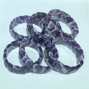 One Piece Dogteeth Amethyst 11*15mm Square Bangle Bracelet 7.5 Inch