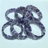 One Piece Dogteeth Amethyst 11*15mm Square Bangle Bracelet 7.5 Inch