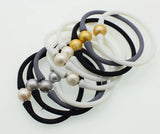Freshwater Pearl Bracelet 10-11mm White/Gray/Golden Silicone 7.5inch