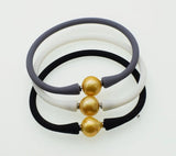 Freshwater Pearl Bracelet 10-11mm White/Gray/Golden Silicone 7.5inch