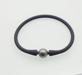 Freshwater Pearl Bracelet 10-11mm White/Gray/Golden Silicone 7.5inch