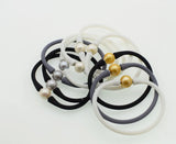 Freshwater Pearl Bracelet 10-11mm White/Gray/Golden Silicone 7.5inch