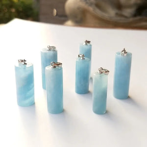 Aquamarine Pillar Pendant Loose Beads for DIY Jewelry Making