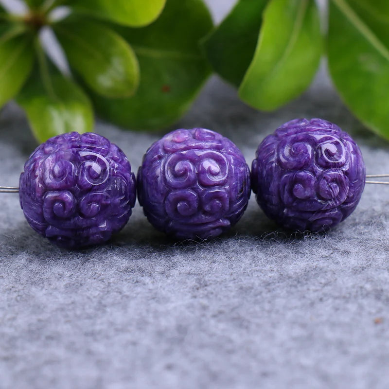 Round Charoite Loose Beads for Jewelry Making Necklace