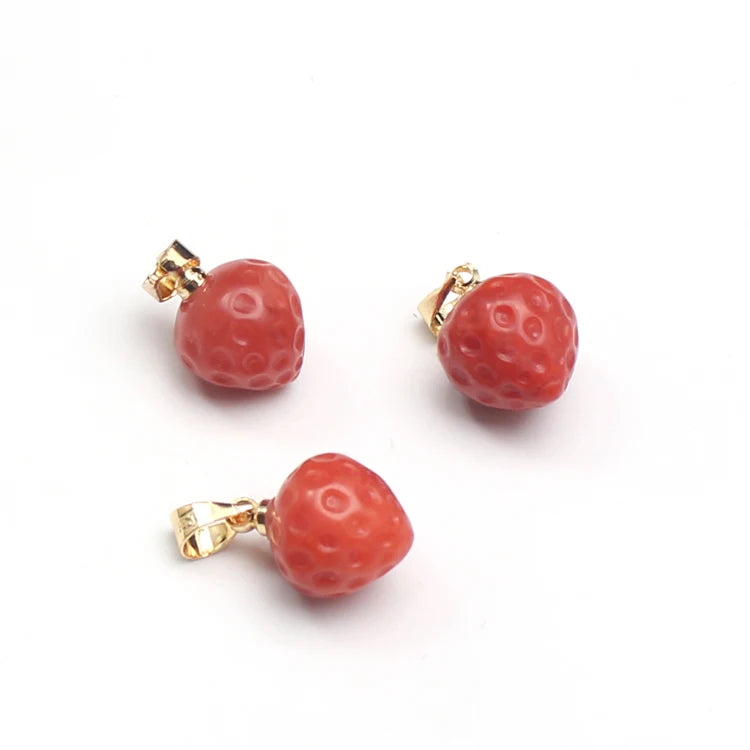 Red Agate Citrine Peach Shape Pendant 17mm DIY Jewelry Making