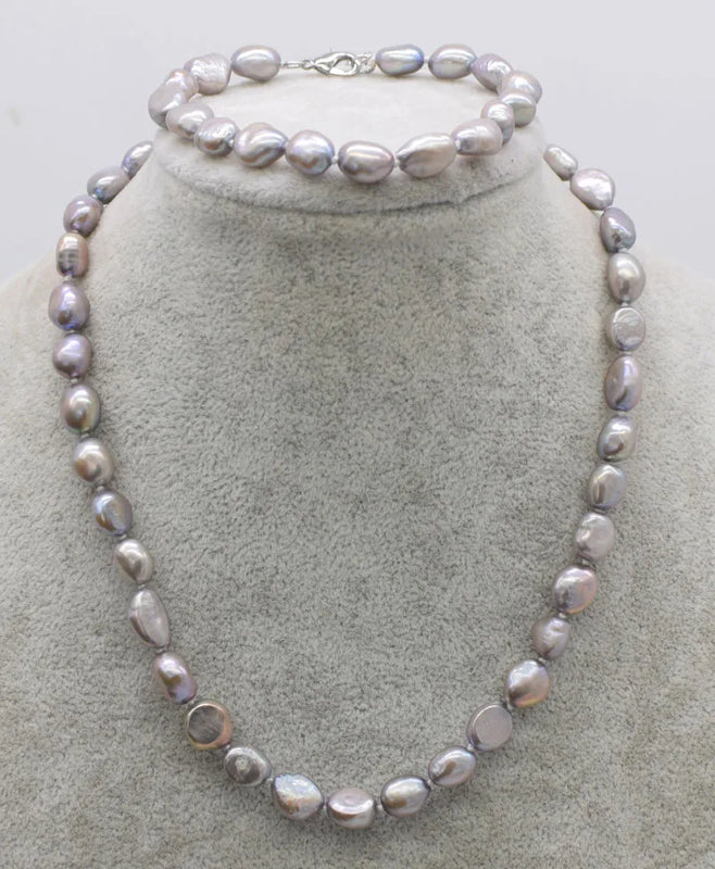 Freshwater Baroque Pearl Set 8-10mm Necklace Bracelet