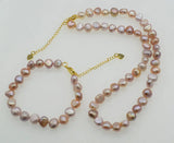 Freshwater Baroque Pearl Set 8-10mm Necklace Bracelet