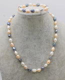 Freshwater Baroque Pearl Set 8-10mm Necklace Bracelet