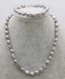 Freshwater Baroque Pearl Set 8-10mm Necklace Bracelet
