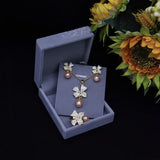 Freshwater Pearl Set 7-8mm Pendant/Earrings/Ring Zircon Bowknot