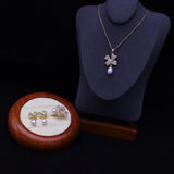 Freshwater Pearl Set 7-8mm Pendant/Earrings/Ring Zircon Bowknot