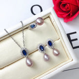 Freshwater Pearl 7-8mm Rice Shape Pendant Set with Zircon Necklace