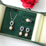 Freshwater Pearl 7-8mm Rice Shape Pendant Set with Zircon Necklace