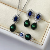 Freshwater Pearl 7-8mm Rice Shape Pendant Set with Zircon Necklace