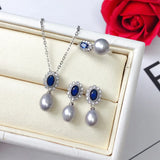 Freshwater Pearl 7-8mm Rice Shape Pendant Set with Zircon Necklace