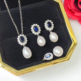 Freshwater Pearl 7-8mm Rice Shape Pendant Set with Zircon Necklace