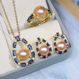 Freshwater Pearl 8-9mm Pendant Set with Zircon Drop