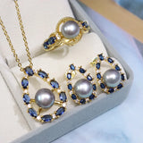 Freshwater Pearl 8-9mm Pendant Set with Zircon Drop