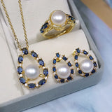 Freshwater Pearl 8-9mm Pendant Set with Zircon Drop
