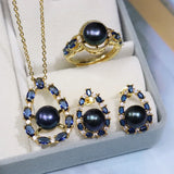 Freshwater Pearl 8-9mm Pendant Set with Zircon Drop