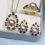 Freshwater Pearl 8-9mm Pendant Set with Zircon Drop